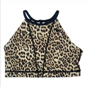 Savage barbell leopard strappy sports bra